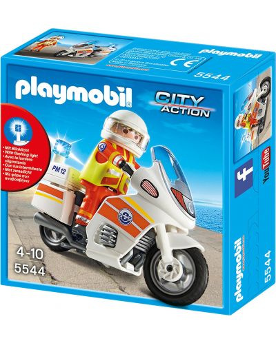 Комплект фигурки Playmobil City Action - Мотор за спешна медицинска помощ със светлини - 1