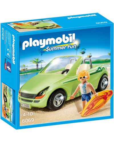 Комплект фигурки Playmobil Summer Fun - Сърфист с кабриолет