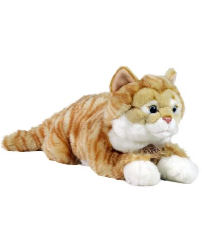 Плюшена играчка Rappa Еко приятели - Рижава таби котка, лежаща, 40 cm - 2