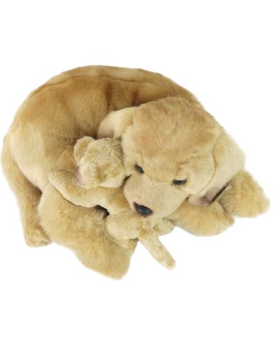 Плюшена играчка Rappa Еко приятели - Куче Лабрадор с бебе, лежащи, 27 cm - 2