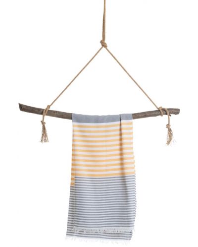 Памучна кърпа в кутия Hello Towels - Bali, 100 х 180 cm, сиво-жълта - 3