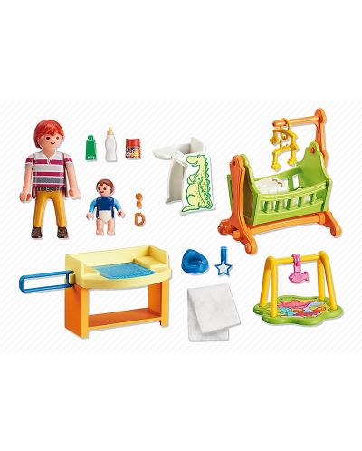 Комплект фигурки Playmobil Dollhouse - Бебешка стая с люлка - 3