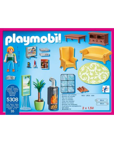 Комплект фигурки Playmobil - Всекидневна с камина - 3
