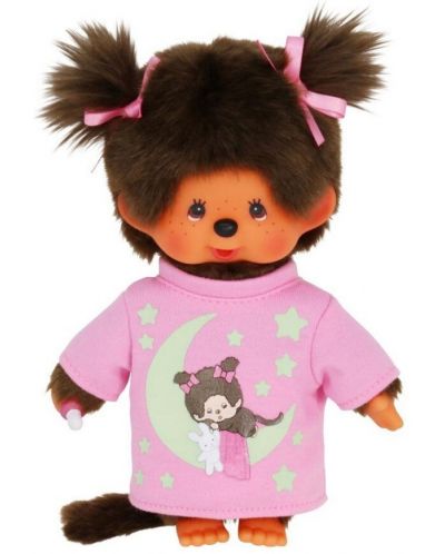 Плюшена играчка Monchhichi - Маймунка, със светеща в тъмното блузка, 20 cm - 1