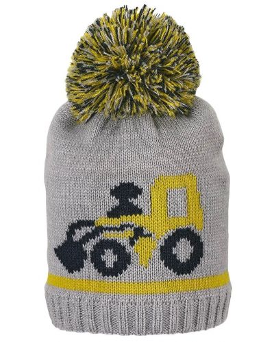 Плетена зимна шапка Sterntaler - Трактор, 55 cm, 4-6 години, сива - 1
