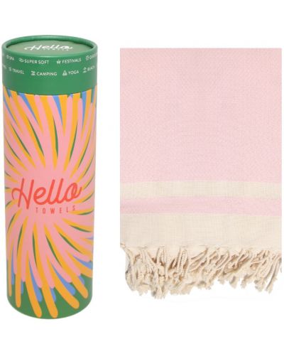 Памучна кърпа в кутия Hello Towels - New, 100 х 180 cm, розово-бежова - 1
