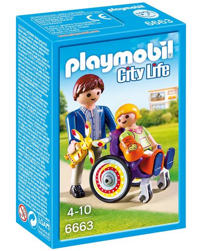 Комплект фигурки Playmobil - Дете в инвалиден стол - 1