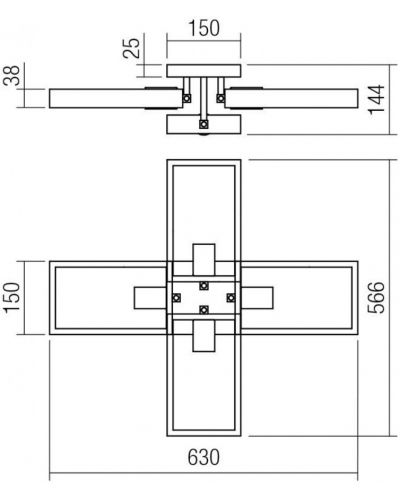 Плафон Smarter - Timber 01-1969, IP20, E27, 4 x 42 W, черен мат и бук - 2