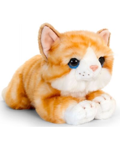 Плюшена играчка Keel toys - Легнало коте, оранжево, 32 cm - 1