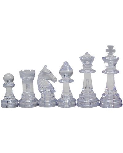 Пластмасови фигури за шах Sunrise - Staunton No 6, кехлибар/прозрачен - 2