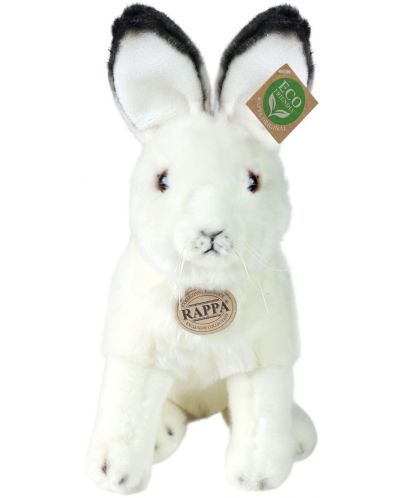 Плюшена играчка Rappa Еко приятели - Бял заек, седящ, 30 cm - 3