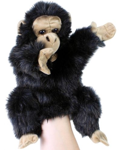 Плюшена играчка Rappa Еко приятели - Кукла за театър, маймунка, 28 cm - 2