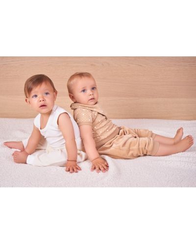 Плюшени бебешки потури Bio Baby - 74 cm, 6-9 месеца, бежови - 2