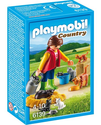 Комплект фигурки  Playmobil Country - Жена с котки - 1