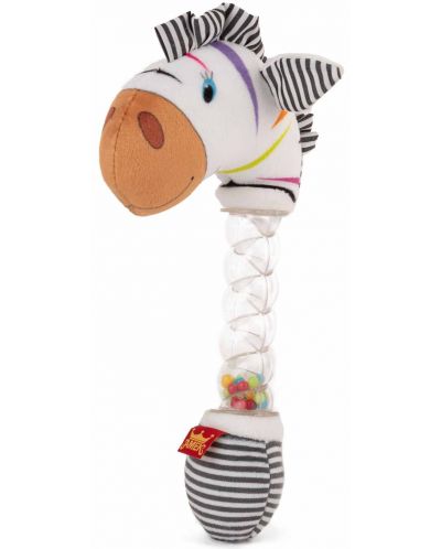 Плюшена бебешка дрънкалка Амек Тойс - Зебра, 23 cm - 1