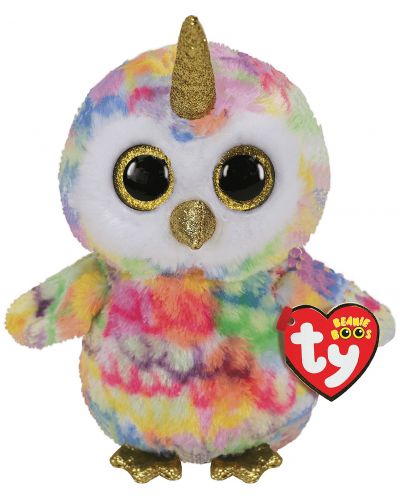 Плюшена играчка TY Toys Beanie Boos - Бухалче с рог Enchanted, 15 cm - 1