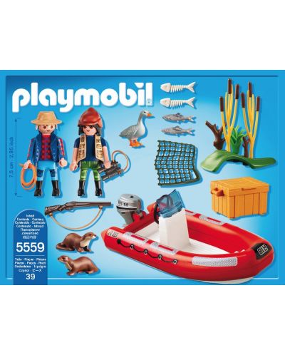 Комплект фигурки Playmobil Wild Life – Надуваема лодка с изследователи - 4
