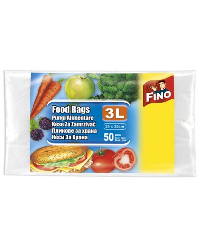 Пликове за храна Fino - Mikroten, 3 L, 25 х 35 cm, 50 броя - 1