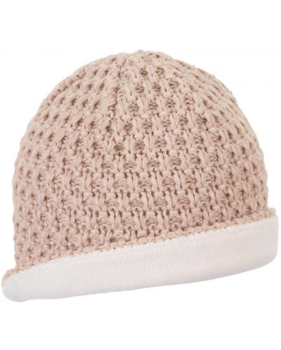 Плетена шапка с поларена подплата - 53 cm, 2-4 г, розова - 2