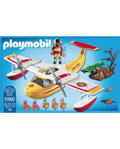 Комплект фигурки Playmobil Wild Life – Противопожарен самолет с водни ски - 4