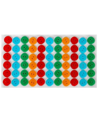 Пластмасови копчета Fandy - самозалепващи, 12mm, 66 броя, микс цветове - 1