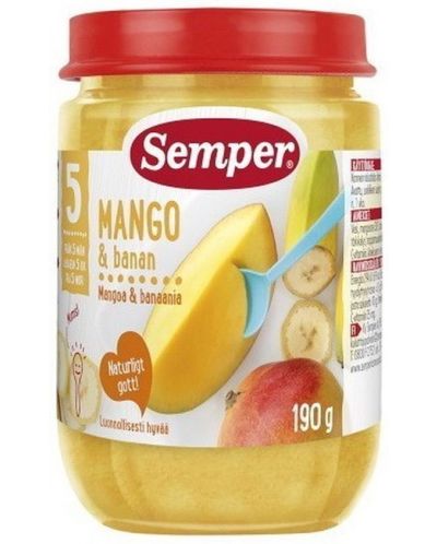 Плодово пюре Semper -  Манго с банани, 190 g - 1