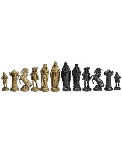 Пластмасови фигури за шах Sunrise - Medieval, golden/black - 1