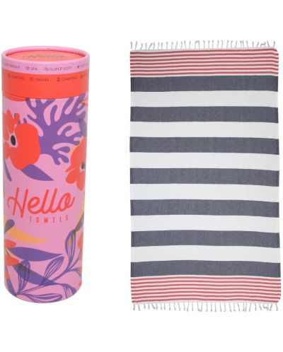 Памучна кърпа в кутия Hello Towels - New, 100 х 180 cm, синьо-червена - 1