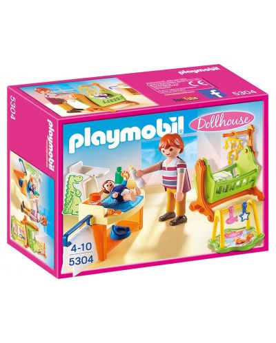 Комплект фигурки Playmobil Dollhouse - Бебешка стая с люлка - 1