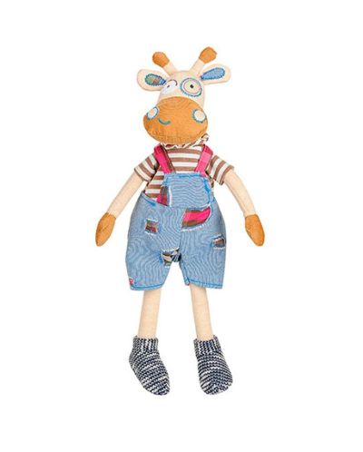 Плюшена играчка с дрънкалка Babyono - Жираф с панталон - 1
