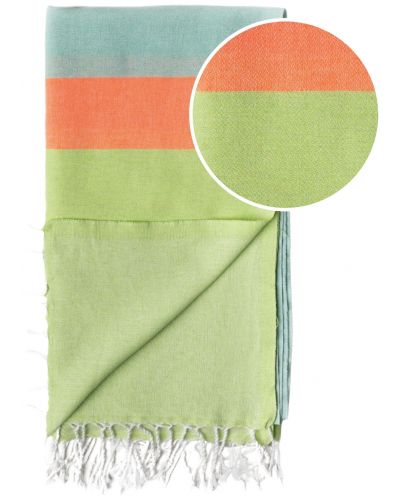 Памучна кърпа в кутия Hello Towels - Neon, 100 х 180 cm, зелено-синя - 2