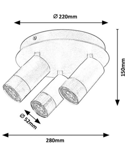 Плафон Rabalux - Zircon 5071, IP20, G10, 3 x 5W, 230V, черен мат - 2