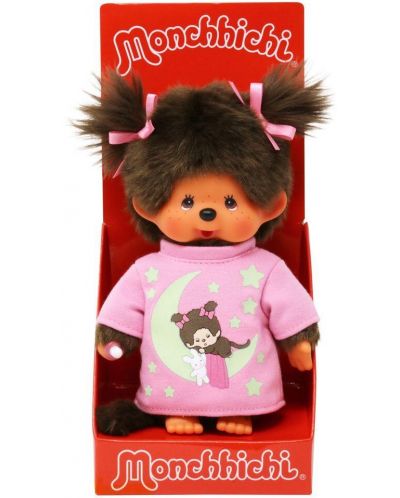 Плюшена играчка Monchhichi - Маймунка, със светеща в тъмното блузка, 20 cm - 3