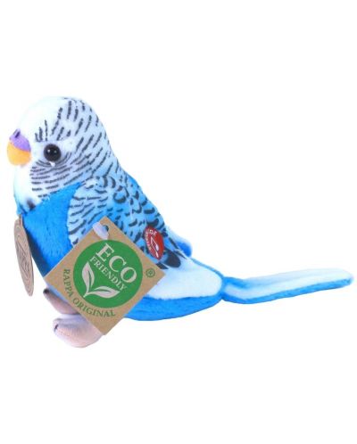 Плюшена играчка Rappa Еко приятели - Вълнист папагал, със звук, син, 11 cm - 1
