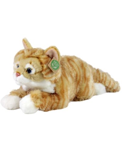Плюшена играчка Rappa Еко приятели - Рижава таби котка, лежаща, 40 cm - 1