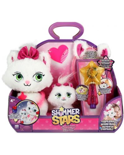 Плюшена играчка Shimmer Stars - Мама и бебе коте, с аксесоари - 1
