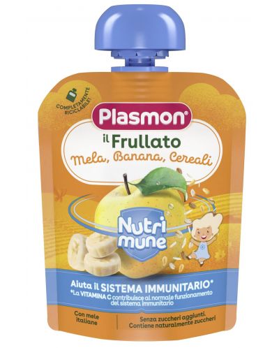 Плодова закуска Plasmon - Нутримюн, ябълка, банан и мюсли, 85 g - 1