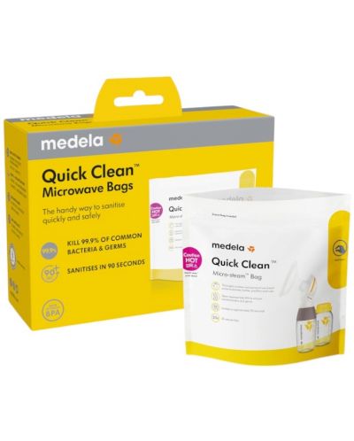 Пликчета за стерилизиране в микровълнова Medela - Quick Clean, 5 брoя