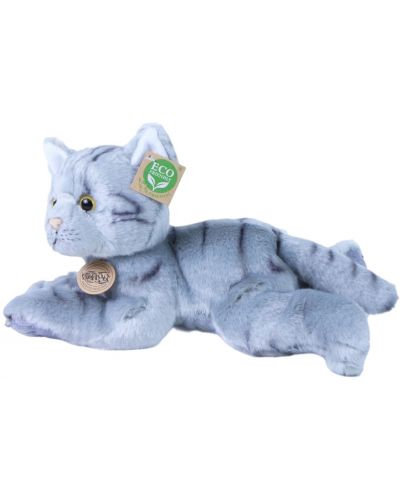 Плюшена играчка Rappa Еко приятели - Котка, сива, лежаща, 30 cm - 2