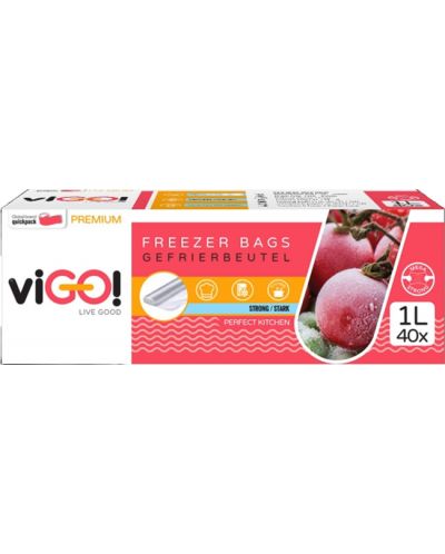 Пликове за замразяване viGО! - Premium, 1 l, 40 броя - 2