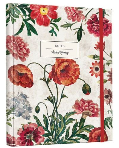 Планер Victoria's Journals Florals - Poppy , скрита спирала, твърда корица, на редове - 1