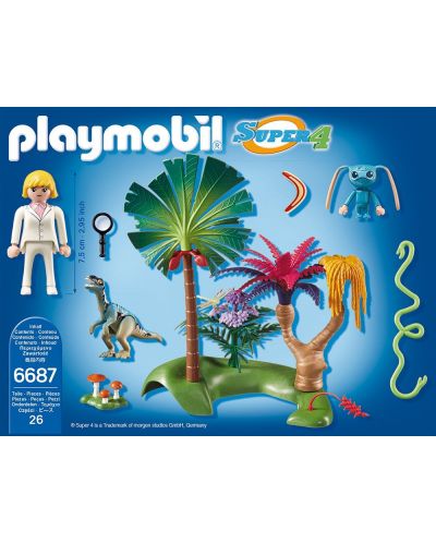 Комплект фигурки Playmobil Super 4 - Изгубеният остров с извънземно и велоцираптор - 3