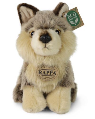 Плюшена играчка Rappa Еко приятели - Вълк, седящ, 18 cm - 2