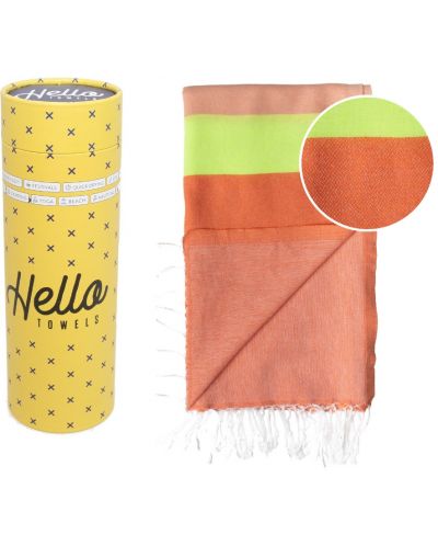 Памучна кърпа в кутия Hello Towels - Neon, 100 х 180 cm, оранжево-зелена - 1