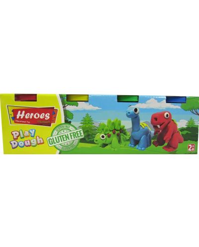 Heroes Пластилин без глутен, 4 цвята х 100 гр. - 1