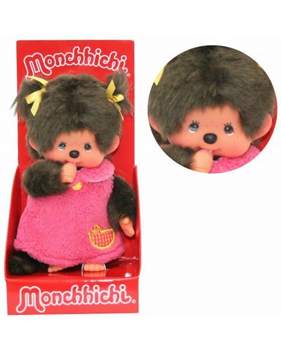 Плюшена играчка Monchhichi Fluffy girl - Маймунка, 20 cm - 2