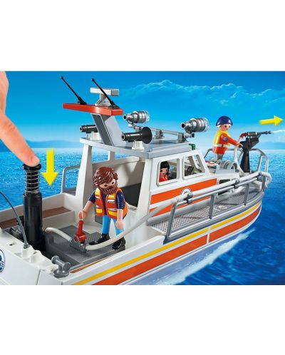 Конструктор Playmobil City Action - Моторна спасителна лодка с водно оръдие за гасене на пожари - 3