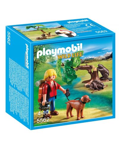 Комплект фигурки Playmobil Wild Life - Турист и семейство бобри - 1