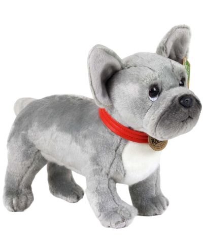 Плюшена играчка Rappa Еко приятели - Куче Френски булдог, стоящ, сив, 30 cm - 1
