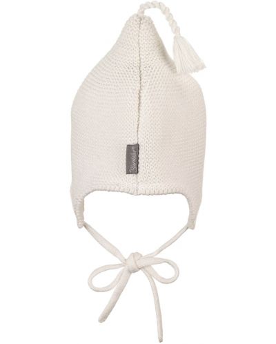 Плетена бебешка шапка Sterntaler - От органичен памук, 45 cm, 6-9 м, бяла - 2